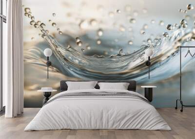 Water splash with droplets, close-up. Refreshing and purity concept Wall mural