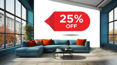 25 percent off. Sale and discount price tag vector sign Wall mural