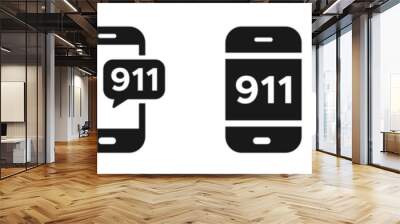 911 emergency call number vector icon designs Wall mural