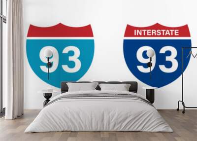 Interstate 93 highway vector signs Wall mural