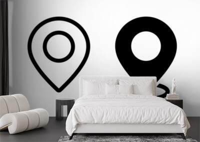 location pin icon symbol sign isolated on transparent background, map flat vector icon designs Wall mural