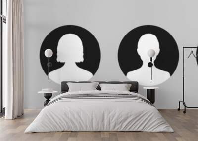 User avatar vector icon flat designs set. Man and woman vector profile signs Wall mural