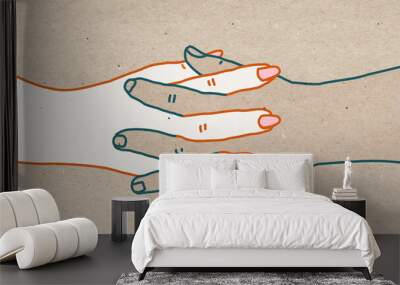 Human Male and Female crossing and mixing Hands Wall mural