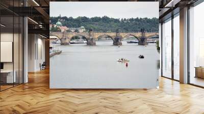 Wonderful view of the main sights of Prague. Beautiful and hospitable Prague. The best city for tourism and recreation. Stock photo. Wall mural