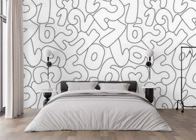 Seamless vector math pattern in black and white. Randomly distributed numbers from zero to nine. Wall mural