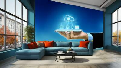 internet cloud server application and hosting on virtual network conceptual image Wall mural