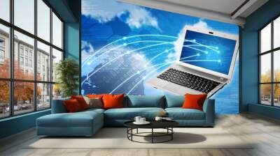 Laptop Worldwide Connection concept Wall mural