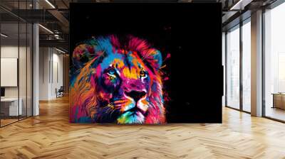 Colorful lion in pop art style. Lion head with place for your text Wall mural