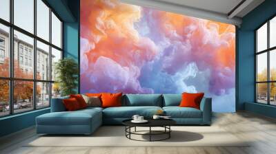 black background with pastel coloured paint, splashes in water in a bright summer style. Realistic paint drops melted with splashes. Flows down the background from top to bottom. Banner, Poster Wall mural