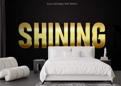 Shining Gold text - Editable Reflective Golden Text Effect  mockup Wall mural