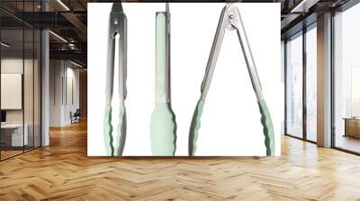 Kitchen tongs with silicone tips on isolated background Wall mural