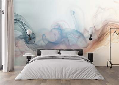 Soft, pastel-colored smoke drifting and merging on a neutral background Wall mural