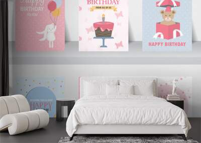 set of birthday invitation card Wall mural