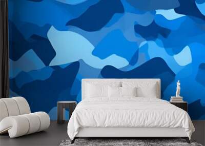 blue camouflage pattern | generative AI Wall mural