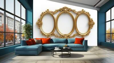 3d illustration. Classic gold frame in the Baroque style Wall mural