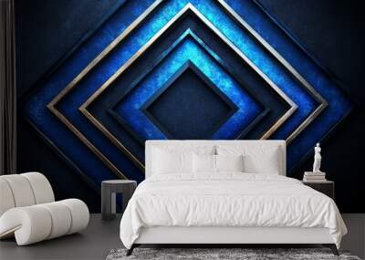 Abstract Geometric Pattern with Blue, Black, and Gold Frames Wall mural