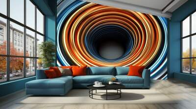 Abstract Metallic Rings Forming a Tunnel Wall mural