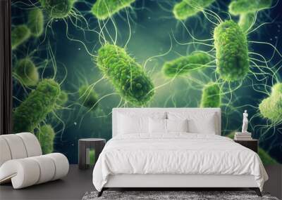 Pathogenic Salmonella bacteria. Salmonella infection (Salmonellosis) is usually caused by contaminated food or water Wall mural