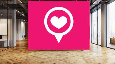 Love Heart and Location Pin Logo Design Concept. Vector Logo Design Template For Dating App or Website Wall mural