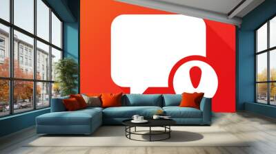 Speech bubble icon with warning sign Wall mural