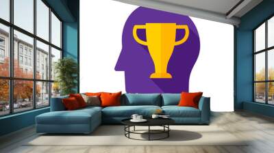 Trophy on mind icon. Leadership icon concept Wall mural