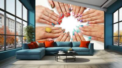 female hands with various nail arts Wall mural