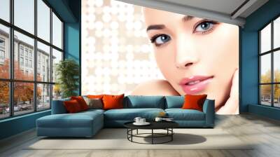 Pretty woman against an abstract background Wall mural