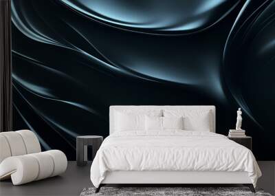 Close-up of smooth, flowing black wave background Wall mural