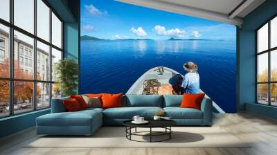 Calm and boat Wall mural