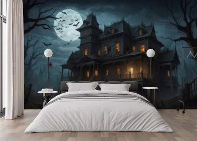 haunted house in the woods Wall mural