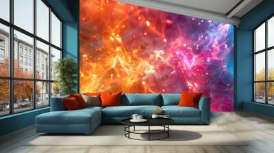 A colorful, fiery background with bright orange and red flames Wall mural