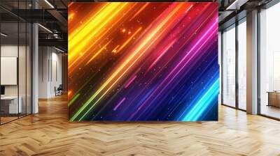 A colorful, multi-colored line of stars that are scattered throughout the image Wall mural