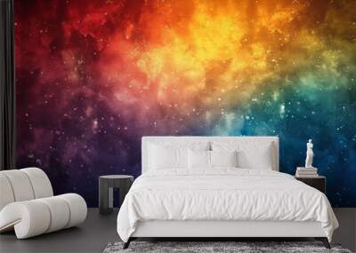 A colorful space background with a rainbow of colors and stars Wall mural