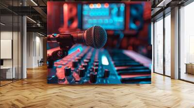 Audio recording studio with organ and microphone Wall mural