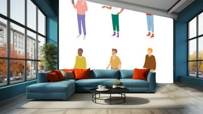 Set of different isometric people on white. Vector illustration flat design isolated. Male and female characters. Office and casual clothes. Wall mural