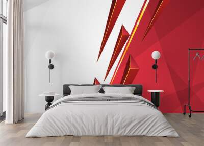 abstract white background design with red geometric element and golden accent template Wall mural