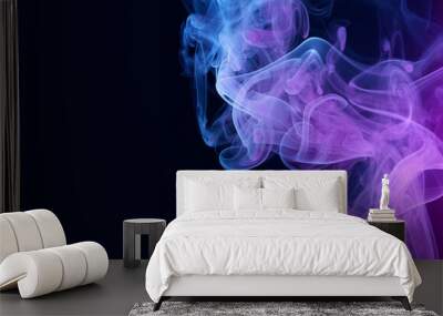 Purple and blue modern smoked background. Colorful ink enters the water illustration design created with Generated AI technology. Wall mural