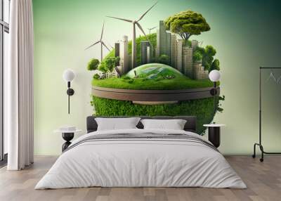 ecological small planet concept, ecological picture, green eartha Wall mural