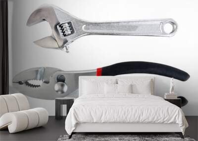 Pliers and wrench. Isolated. Wall mural