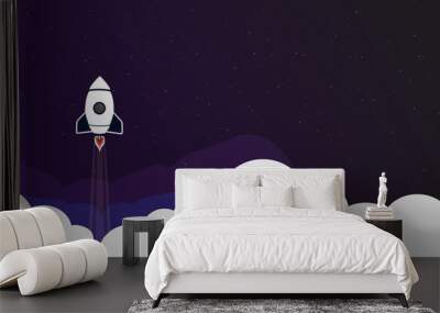 galaxy rocket illustration Wall mural