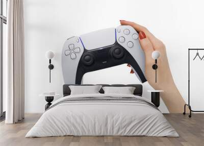 Female hand hold a gamepad on transparent background PNG Wall mural