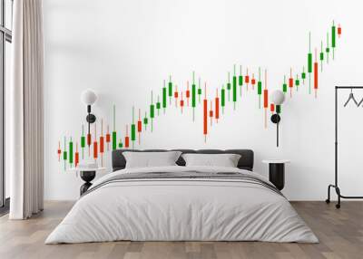 Growth stock diagram financial graph or business investment market trade on transparent background Wall mural