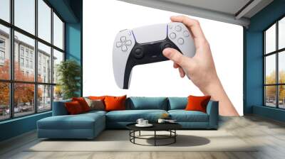 hand holding game controller on transparent background PNG Wall mural