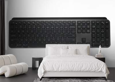 Top view of Full size wireless desktop computer keyboard on transparent background Wall mural