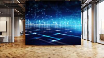 bstract technology lines background with smart and futuristic, intelligent communication network concept of future connected technology Wall mural