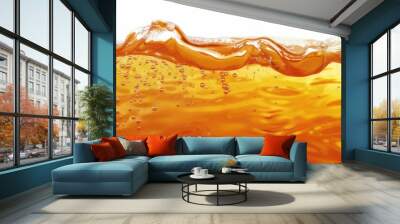 color orange water with air bubbles underwater and waves on white background	 Wall mural