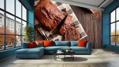 Delicious homemade chocolate banana loaf of bread Wall mural