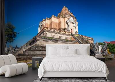 Ancient pagoda at Wat Chedi Luang temple in Chiang Mai, Thailand Wall mural