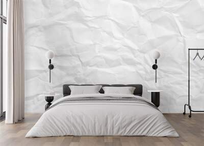 Paper texture Crumpled White.Top view. Wall mural