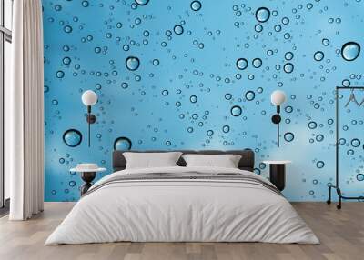 Rain on the window, natural skin of the rain The natural form of rainwater on a sky background. Wall mural